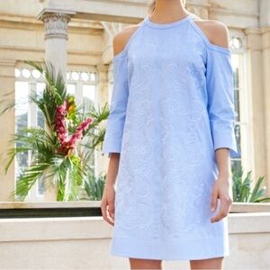 Ted Baker Light Blue Cold Shoulder Dress